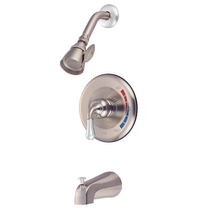Kingston Tulare KB637T - Magellan Single-Handle Pressure Balanced Tub and Shower Faucet, Trim Only, Brushed Nickel/Polished Chrome