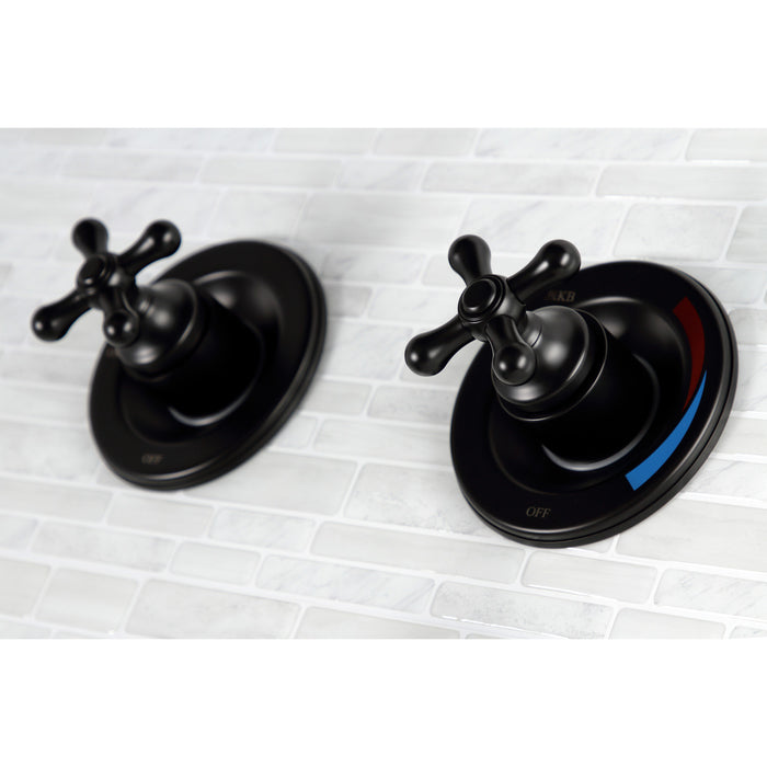 Kingston Heirloom KB660AX - Vintage Double-Handle Pressure Balanced Tub and Shower Faucet, Matte Black