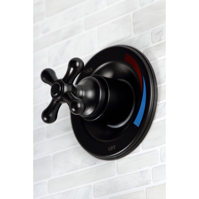 Kingston Heirloom KB660AX - Vintage Double-Handle Pressure Balanced Tub and Shower Faucet, Matte Black