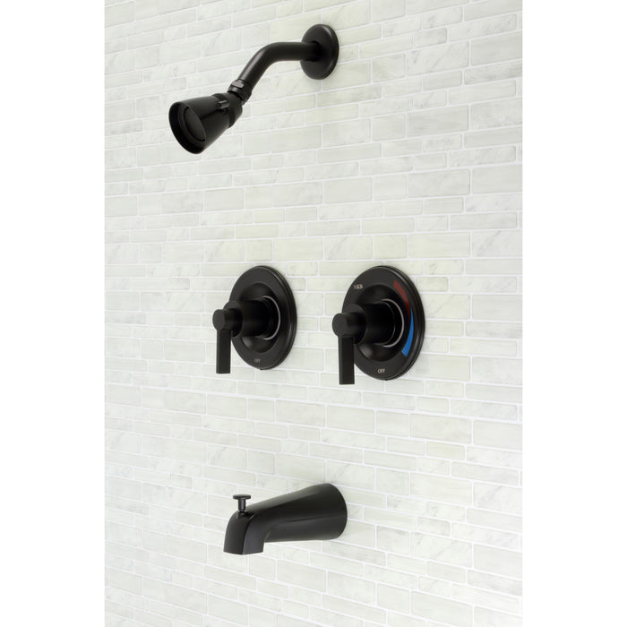 Kingston Sona KB660NDL - NuvoFusion Double-Handle Pressure Balanced Tub and Shower Faucet, Matte Black