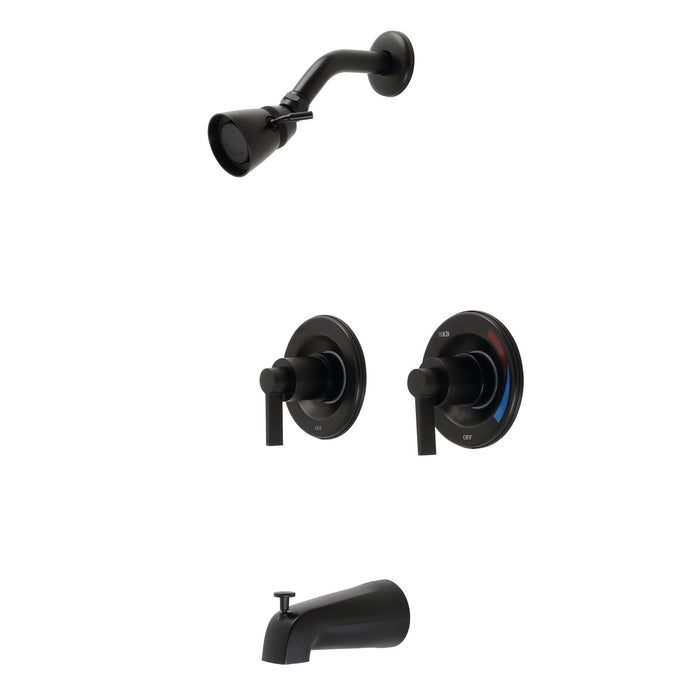 NuvoFusion KB660NDL Two-Handle Wall Mount Tub and Shower Faucet, Matte Black