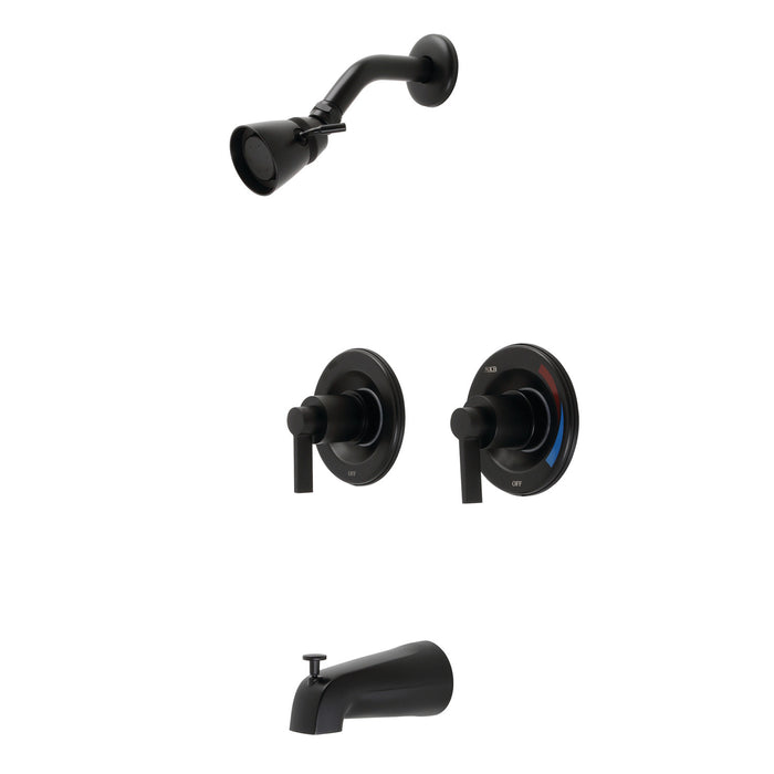 Kingston Sona KB660NDL - NuvoFusion Double-Handle Pressure Balanced Tub and Shower Faucet, Matte Black