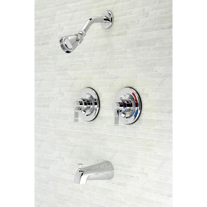 NuvoFusion KB661NDL Two-Handle Wall Mount Tub and Shower Faucet, Polished Chrome