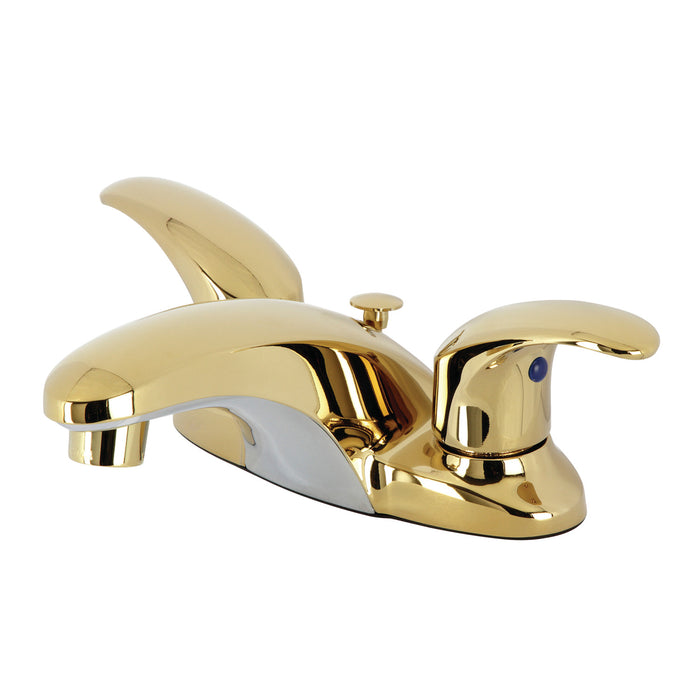 Legacy KB6622LL Two-Handle 3-Hole Deck Mount 4" Centerset Bathroom Faucet with Plastic Pop-Up, Polished Brass