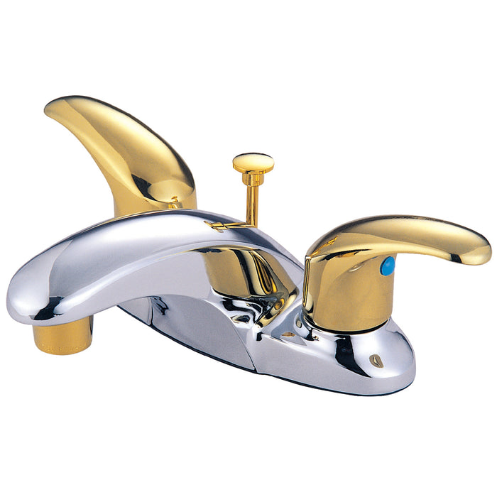 Legacy KB6624LL Two-Handle 3-Hole Deck Mount 4" Centerset Bathroom Faucet with Plastic Pop-Up, Polished Chrome/Polished Brass