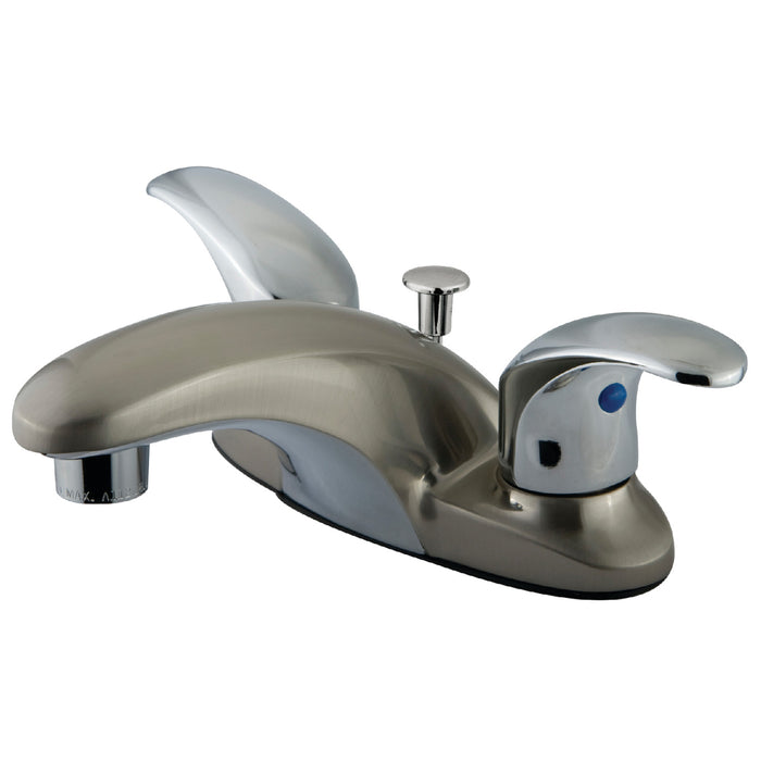 Legacy KB6627LL Two-Handle 3-Hole Deck Mount 4" Centerset Bathroom Faucet with Plastic Pop-Up, Brushed Nickel/Polished Chrome