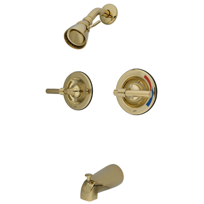 Kingston Tulare KB662ML - Vintage Double-Handle Pressure Balanced Tub and Shower Faucet, Polished Brass
