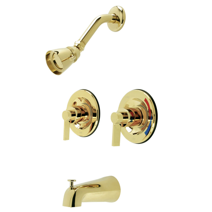 NuvoFusion KB662NDL Two-Handle Wall Mount Tub and Shower Faucet, Polished Brass