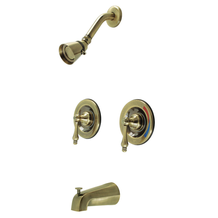Kingston Heirloom KB663AL - Vintage Double-Handle Pressure Balanced Tub and Shower Faucet, Antique Brass