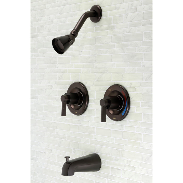 NuvoFusion KB665NDL Two-Handle Wall Mount Tub and Shower Faucet, Oil Rubbed Bronze