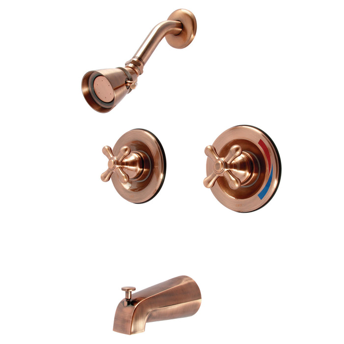 Vintage KB666AXAC Two-Handle 4-Hole Wall Mount Tub and Shower Faucet, Antique Copper