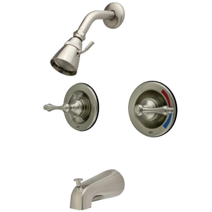 Kingston Heirloom KB668AL - Vintage Double-Handle Pressure Balanced Tub and Shower Faucet, Brushed Nickel