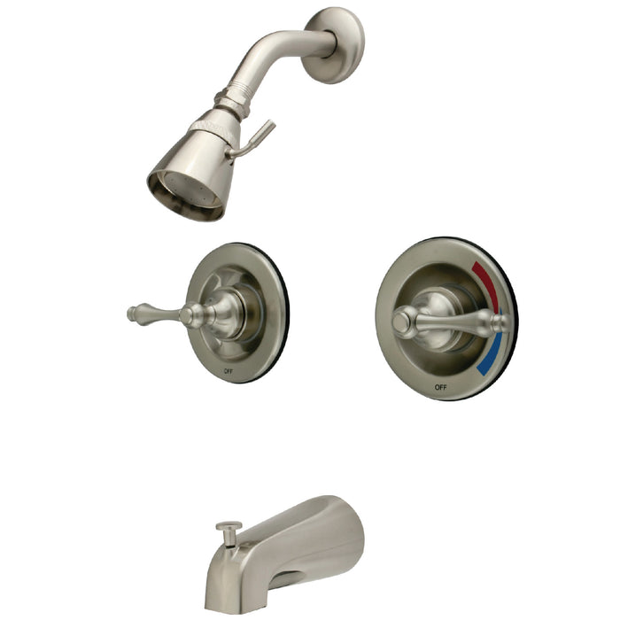 Vintage KB668AL Two-Handle 4-Hole Wall Mount Tub and Shower Faucet, Brushed Nickel