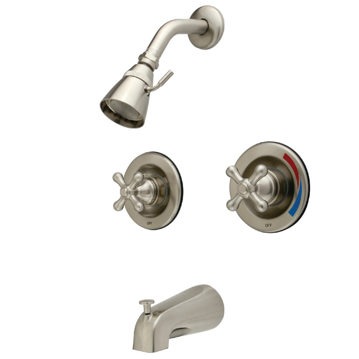 Kingston Heirloom KB668AX - Vintage Double-Handle Pressure Balanced Tub and Shower Faucet, Brushed Nickel
