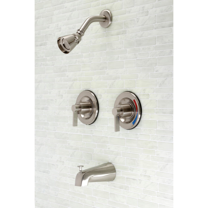Kingston Sona KB668NDL - NuvoFusion Double-Handle Pressure Balanced Tub and Shower Faucet, Brushed Nickel