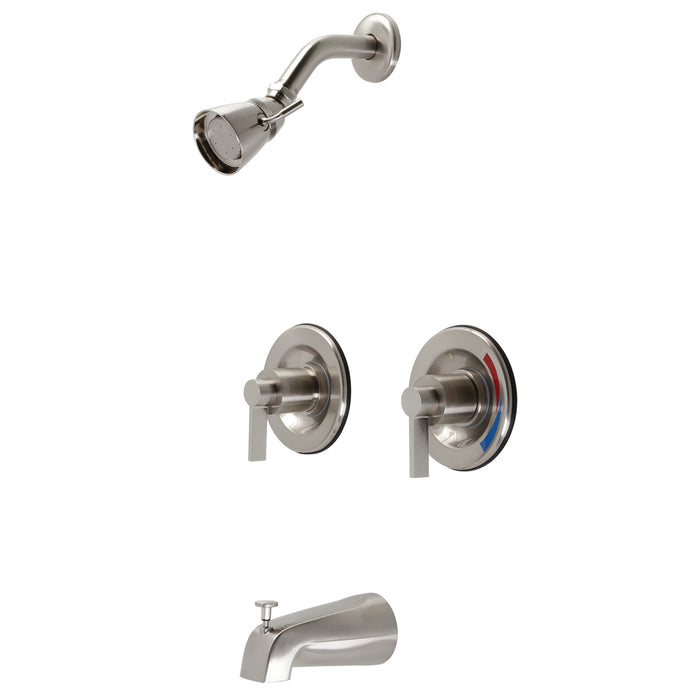 Kingston Sona KB668NDL - NuvoFusion Double-Handle Pressure Balanced Tub and Shower Faucet, Brushed Nickel