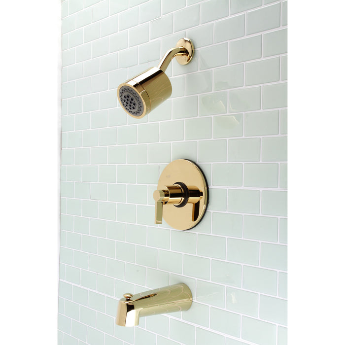 NuvoFusion KB6692NDL Single-Handle 3-Hole Wall Mount Tub and Shower Faucet, Polished Brass