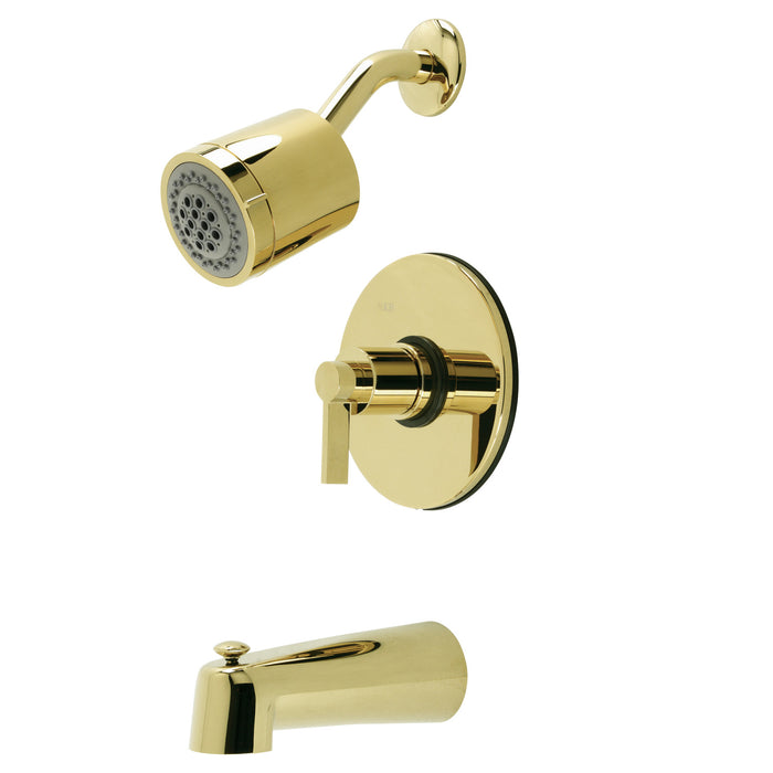 NuvoFusion KB6692NDL Single-Handle 3-Hole Wall Mount Tub and Shower Faucet, Polished Brass