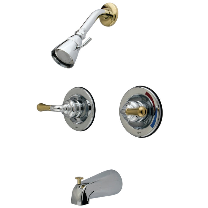 Magellan KB674 Two-Handle 4-Hole Wall Mount Tub and Shower Faucet, Polished Chrome/Polished Brass