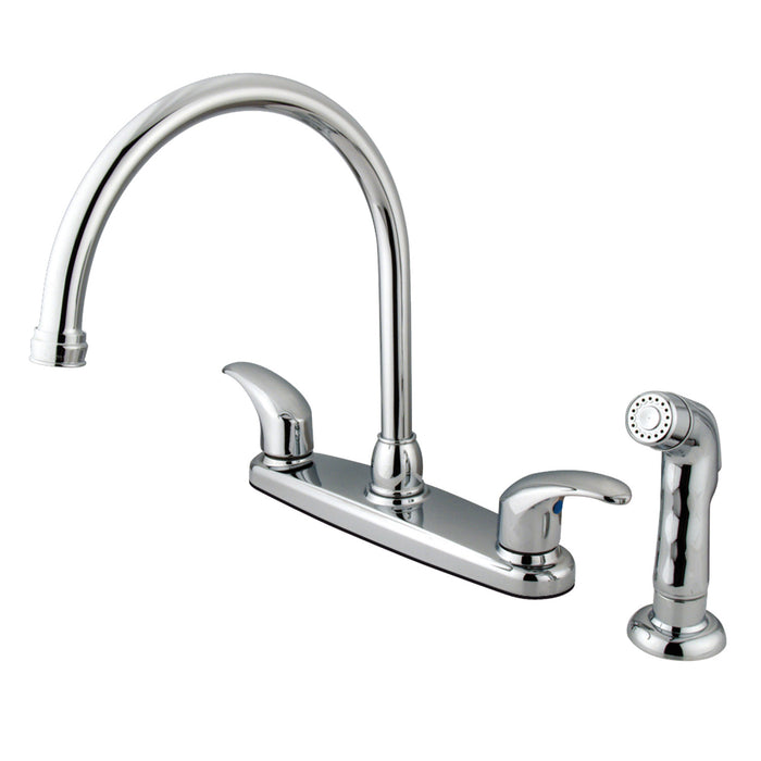 KB6791LLSP Two-Handle 4-Hole Deck Mount 8" Centerset Kitchen Faucet with Side Sprayer, Polished Chrome