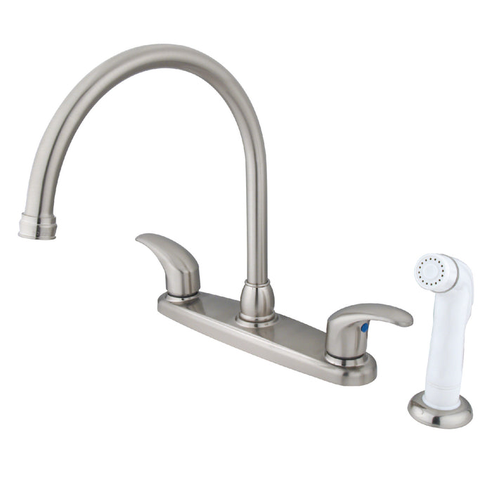 Legacy KB6798LL Two-Handle 4-Hole Deck Mount 8" Centerset Kitchen Faucet with Side Sprayer, Brushed Nickel