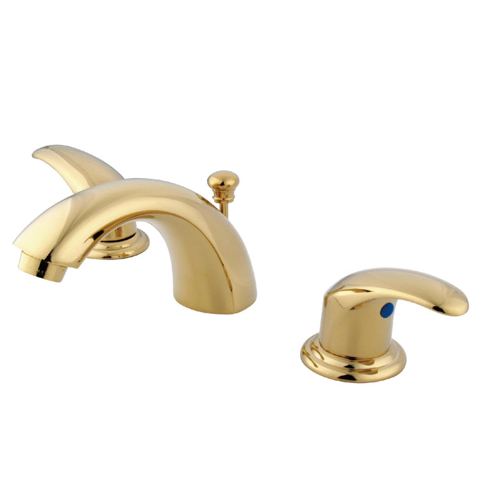 Legacy KB6952LL Two-Handle 3-Hole Deck Mount Mini-Widespread Bathroom Faucet with Plastic Pop-Up, Polished Brass