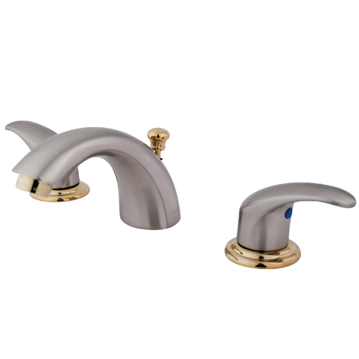 Legacy KB6959LL Two-Handle 3-Hole Deck Mount Mini-Widespread Bathroom Faucet with Plastic Pop-Up, Brushed Nickel/Polished Brass