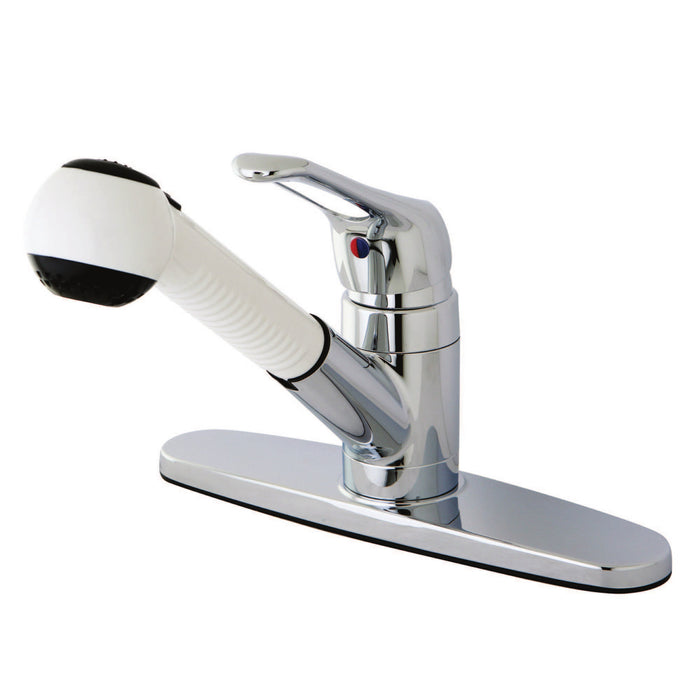 Wyndham KB701 Single-Handle 1-or-3 Hole Deck Mount Pull-Out Sprayer Kitchen Faucet, Polished Chrome