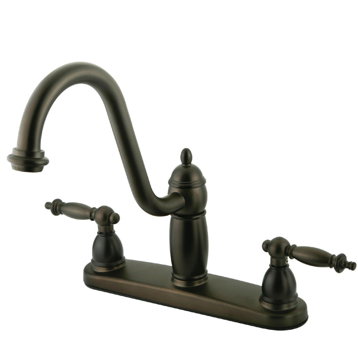 Templeton KB7115TLLS Two-Handle 2-Hole Deck Mount 8" Centerset Kitchen Faucet, Oil Rubbed Bronze