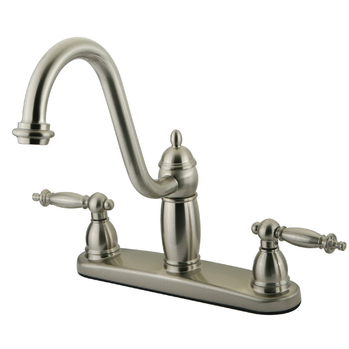 Templeton KB7118TLLS Two-Handle 2-Hole Deck Mount 8" Centerset Kitchen Faucet, Brushed Nickel
