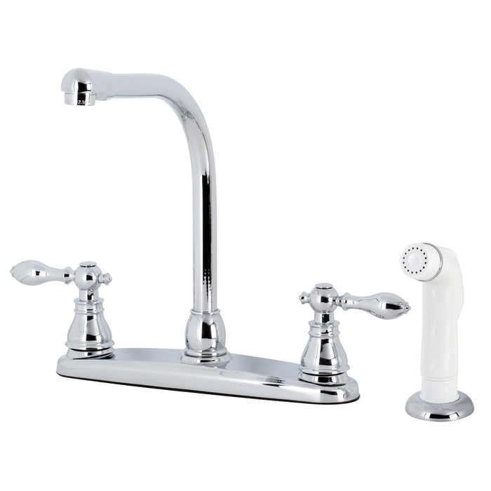 American Classic KB711ACL Two-Handle 4-Hole Deck Mount 8" Centerset Kitchen Faucet with Side Sprayer, Polished Chrome