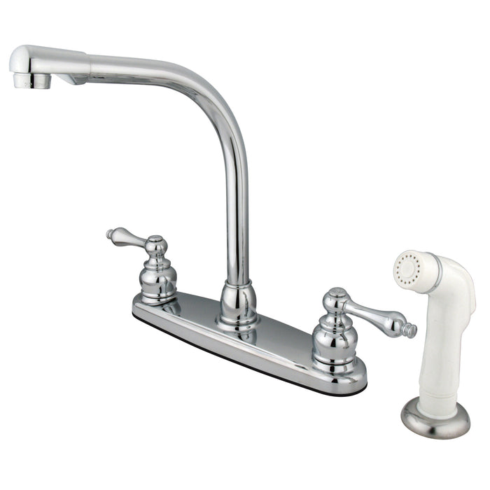 Victorian KB711AL Two-Handle 4-Hole Deck Mount 8" Centerset Kitchen Faucet with Side Sprayer, Polished Chrome