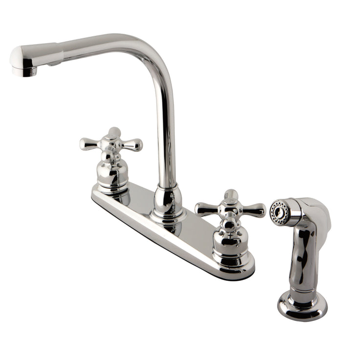 Victorian KB711AXSP Two-Handle 4-Hole Deck Mount 8" Centerset Kitchen Faucet with Side Sprayer, Polished Chrome