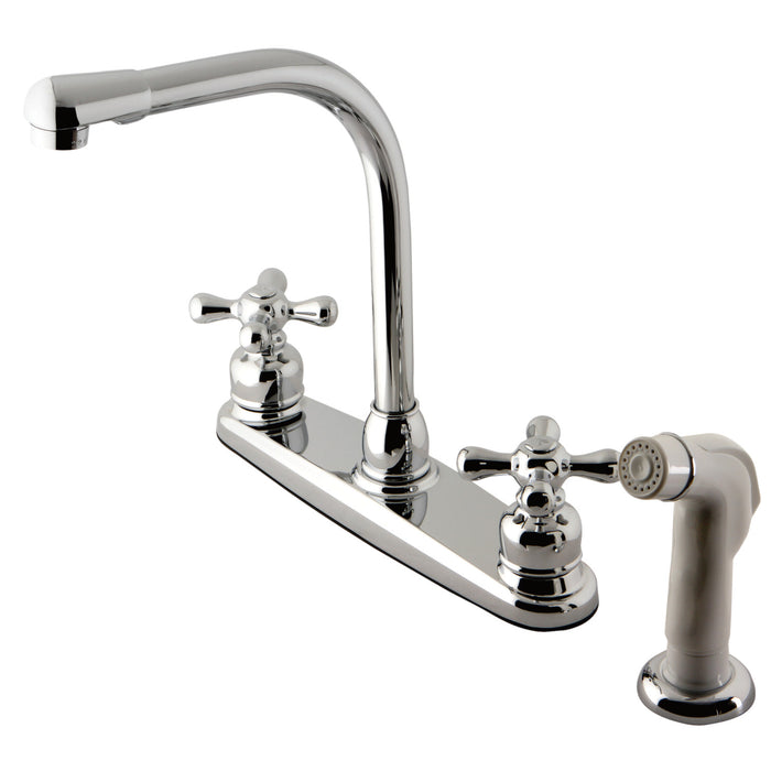 Victorian KB711AX Two-Handle 4-Hole Deck Mount 8" Centerset Kitchen Faucet with Side Sprayer, Polished Chrome