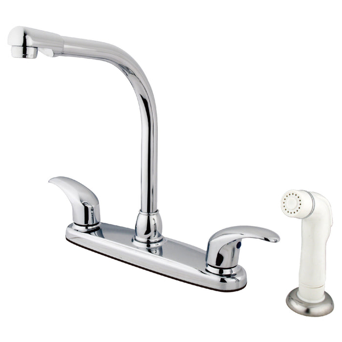 Legacy KB711LL Two-Handle 4-Hole Deck Mount 8" Centerset Kitchen Faucet with Side Sprayer, Polished Chrome