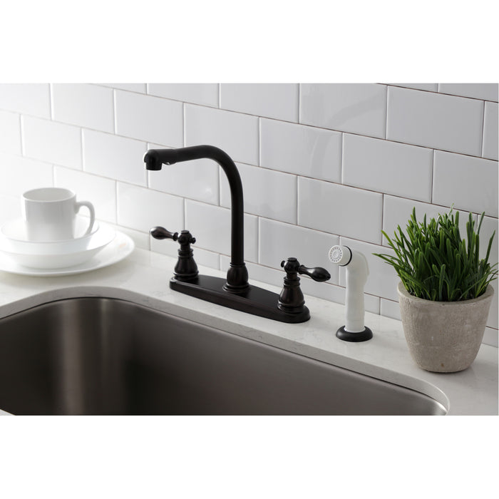 American Classic KB715ACL Two-Handle 4-Hole Deck Mount 8" Centerset Kitchen Faucet with Side Sprayer, Oil Rubbed Bronze