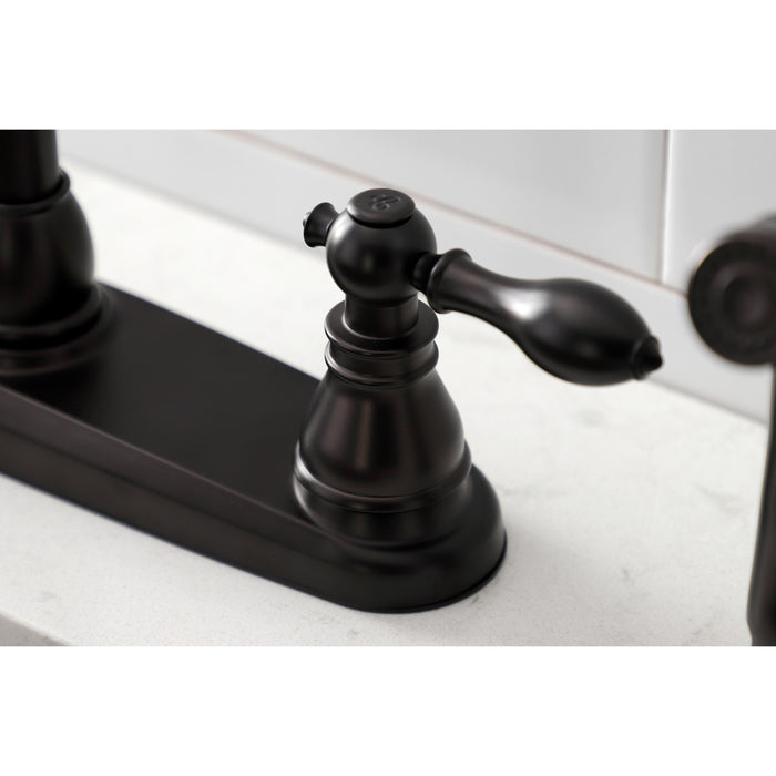 American Classic KB715ACLSP Two-Handle 4-Hole Deck Mount 8" Centerset Kitchen Faucet with Side Sprayer, Oil Rubbed Bronze