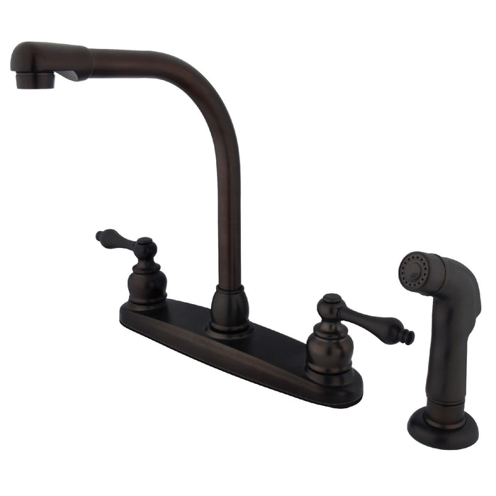 Victorian KB715ALSP Two-Handle 4-Hole Deck Mount 8" Centerset Kitchen Faucet with Side Sprayer, Oil Rubbed Bronze