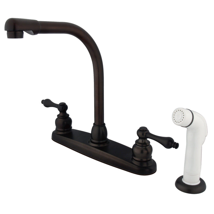 Victorian KB715AL Two-Handle 4-Hole Deck Mount 8" Centerset Kitchen Faucet with Side Sprayer, Oil Rubbed Bronze