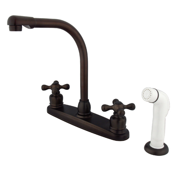Victorian KB715AX Two-Handle 4-Hole Deck Mount 8" Centerset Kitchen Faucet with Side Sprayer, Oil Rubbed Bronze