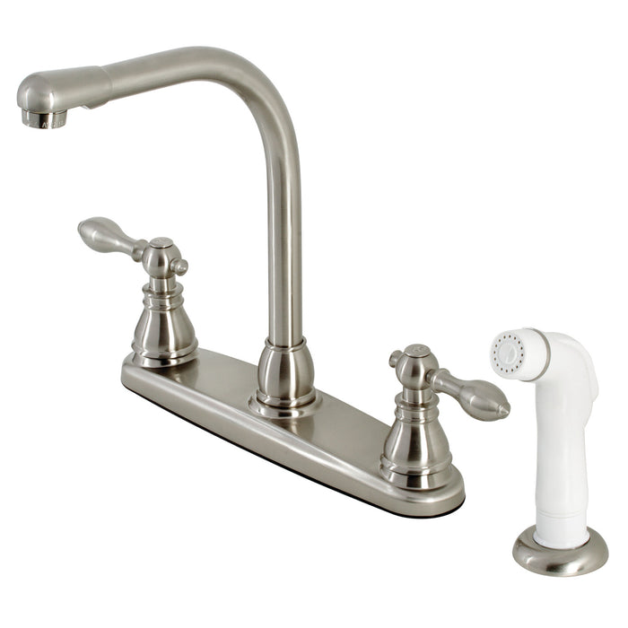 American Classic KB718ACL Two-Handle 4-Hole Deck Mount 8" Centerset Kitchen Faucet with Side Sprayer, Brushed Nickel