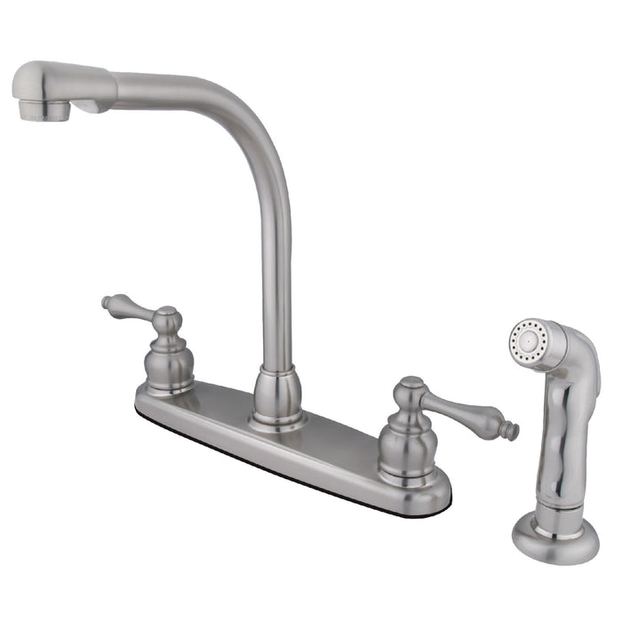 Victorian KB718ALSP Two-Handle 4-Hole Deck Mount 8" Centerset Kitchen Faucet with Side Sprayer, Brushed Nickel