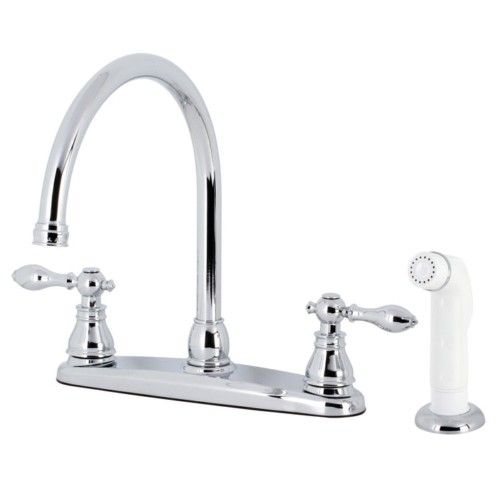 American Classic KB721ACL Two-Handle 4-Hole Deck Mount 8" Centerset Kitchen Faucet with Side Sprayer, Polished Chrome