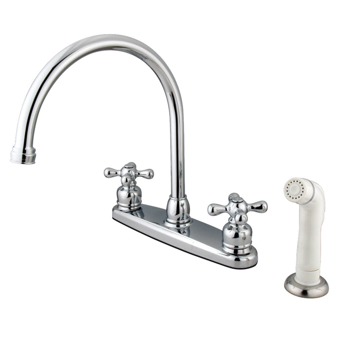 Vintage KB721AX Two-Handle 4-Hole Deck Mount 8" Centerset Kitchen Faucet with Side Sprayer, Polished Chrome
