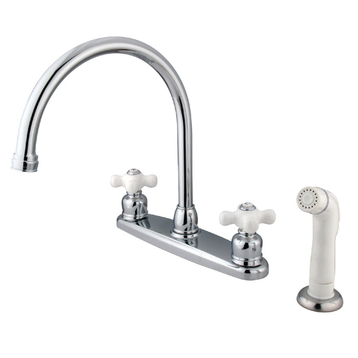 Vintage KB721PX Two-Handle 4-Hole Deck Mount 8" Centerset Kitchen Faucet with Side Sprayer, Polished Chrome