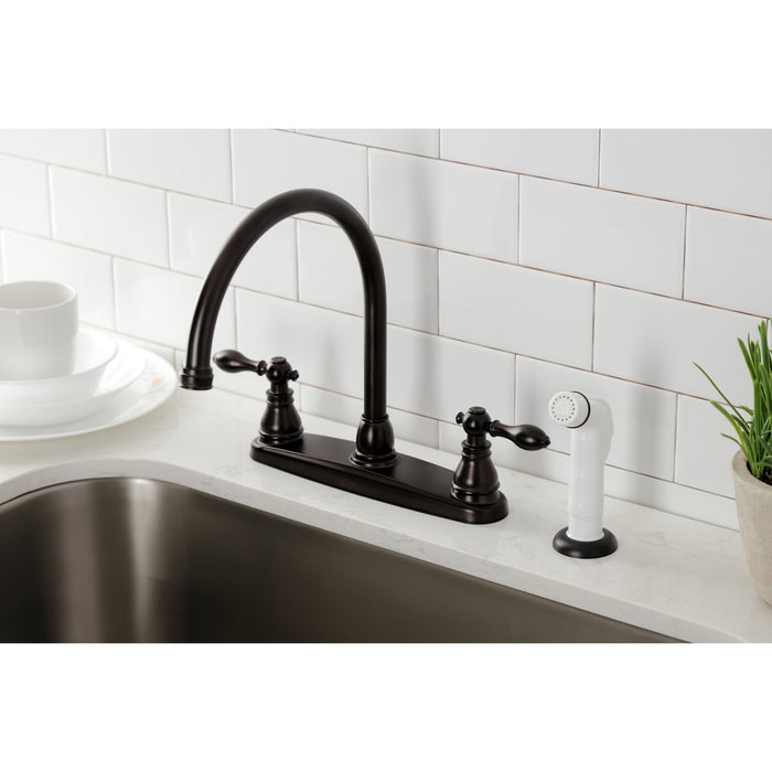 American Classic KB725ACL Two-Handle 4-Hole Deck Mount 8" Centerset Kitchen Faucet with Side Sprayer, Oil Rubbed Bronze
