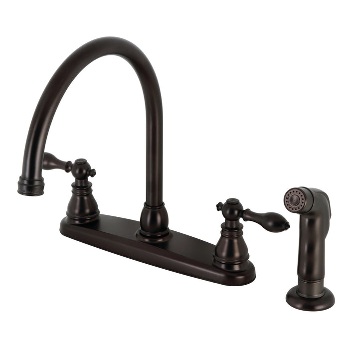 American Classic KB725ACLSP Two-Handle 4-Hole Deck Mount 8" Centerset Kitchen Faucet with Side Sprayer, Oil Rubbed Bronze