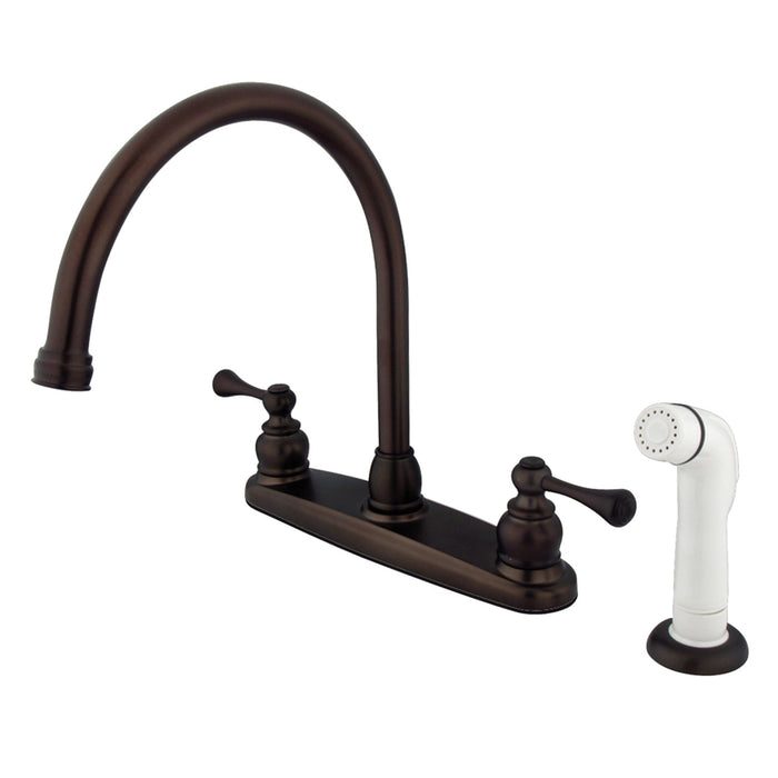 Vintage KB725BL Two-Handle 4-Hole Deck Mount 8" Centerset Kitchen Faucet with Side Sprayer, Oil Rubbed Bronze