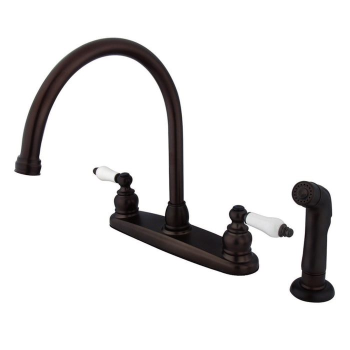 Vintage KB725SP Two-Handle 4-Hole Deck Mount 8" Centerset Kitchen Faucet with Side Sprayer, Oil Rubbed Bronze