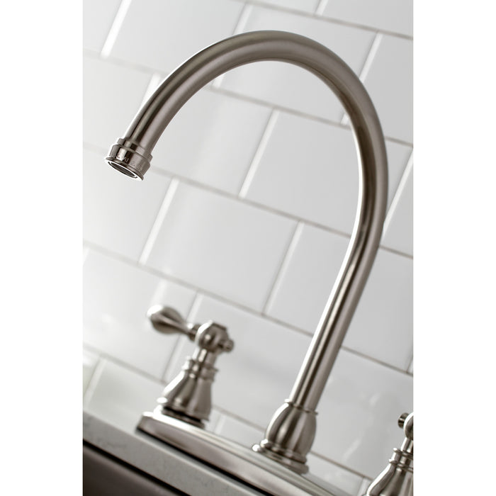 American Classic KB728ACL Two-Handle 4-Hole Deck Mount 8" Centerset Kitchen Faucet with Side Sprayer, Brushed Nickel